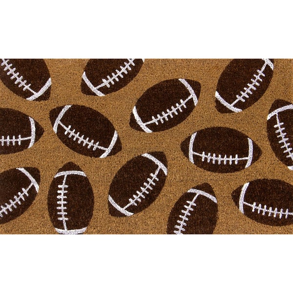 Home Accents Holiday Football Spread 18 in. x 30 in. Coir Doormat ...