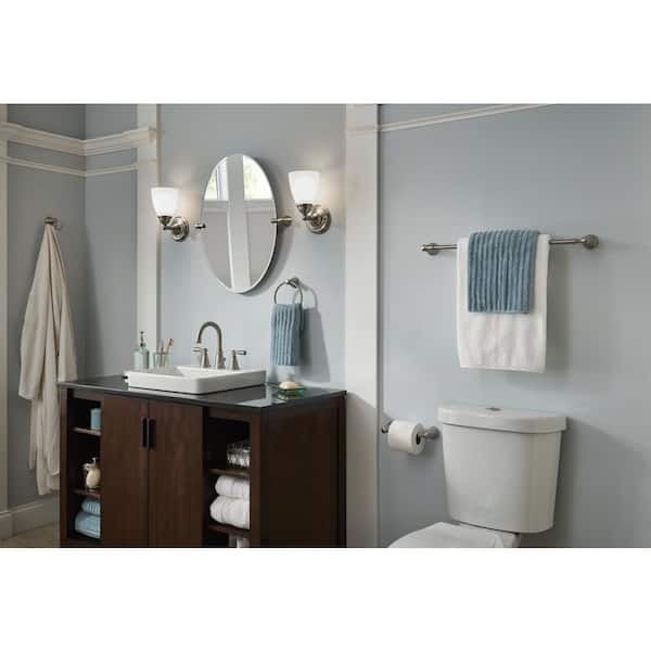 Banbury 3-Piece Bath Hardware Set with 24 in. Towel Bar, Toilet Paper  Holder, and Towel Ring in Brushed Nickel