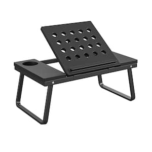 21 in. Rectangular, Black, Steel, Laptop Activity Desk, With Cup and Electronic Device Holder, Adjustable and Portable