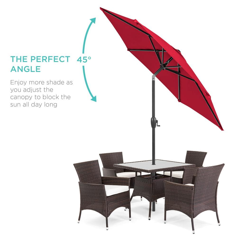 7.5ft Red Polyester Outdoor Market Patio Umbrella with Steel Frame