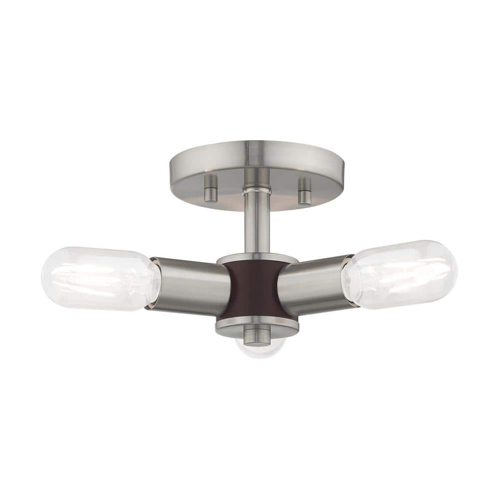 Copenhagen Brushed Nickel 3-Light Flush Mount Ceiling Fixture