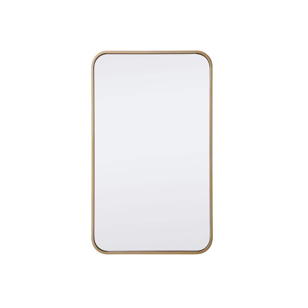 30 in. H x 18 in. W Rectangle Brass Vanity Mirror
