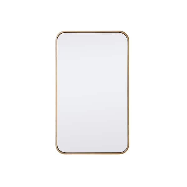 Unbranded 30 in. H x 18 in. W Rectangle Brass Vanity Mirror
