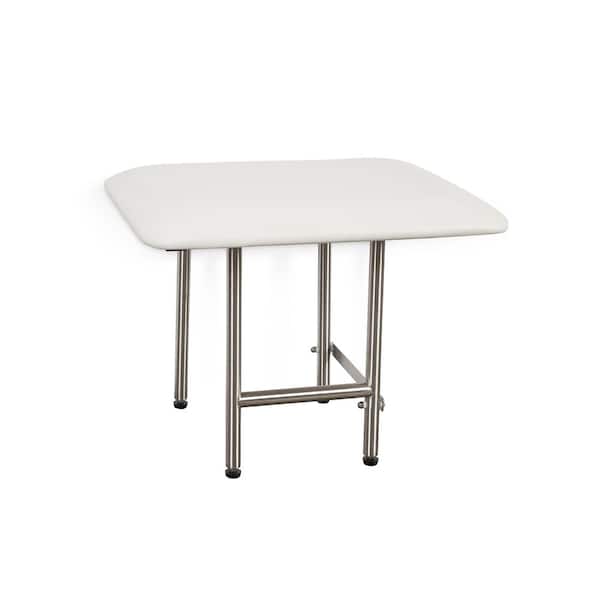 Lifestyle and Abilities Bariatric Extra Wide Shower Bench Seat, Naugahyde Cushion, Wall Mount, Adjustable Legs, White