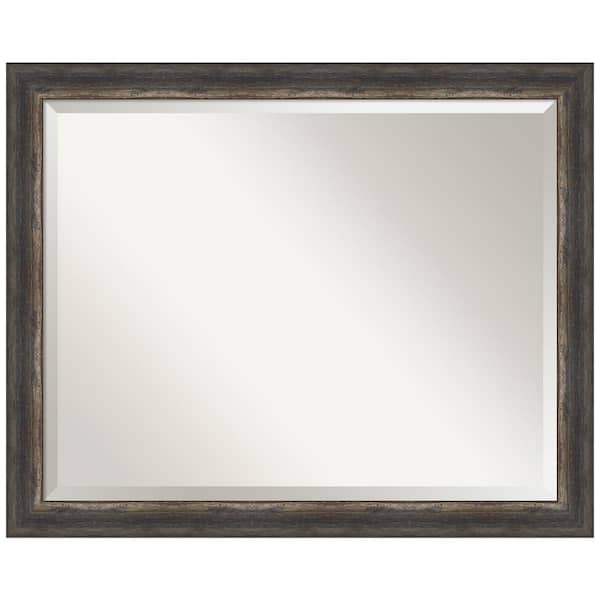 Amanti Art Bark Rustic Char Narrow 31.5 in. H x 25.5 in. W Framed Wall Mirror