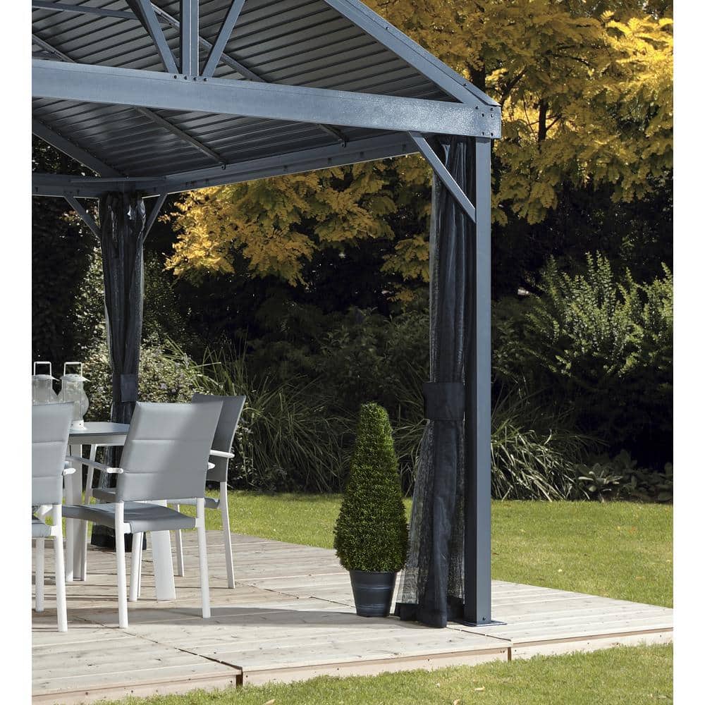 Sanibel II 10 ft x 10 ft Gray Aluminum and Steel Gazebo with Mosquito Netting