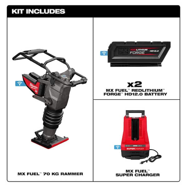 Milwaukee MX FUEL 70 KG Rammer Kit with (2) MX FUEL FORGE HD12.0