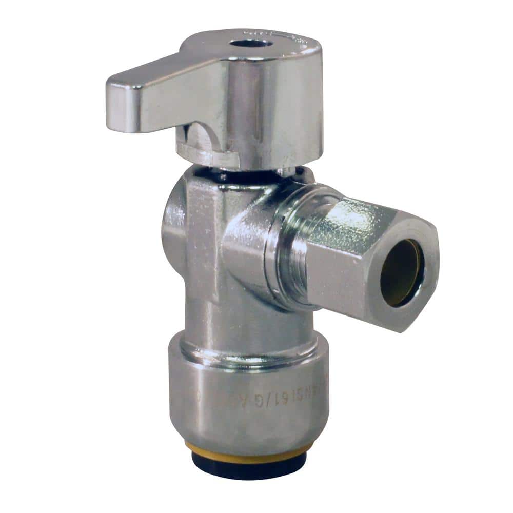 Chrome-Plated Brass Push-to-Connect Angle Stop Valve for Plumbing Fixtures