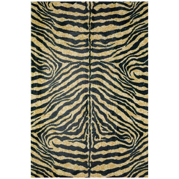 8 X 10 Gold Animal Print Runner Rug