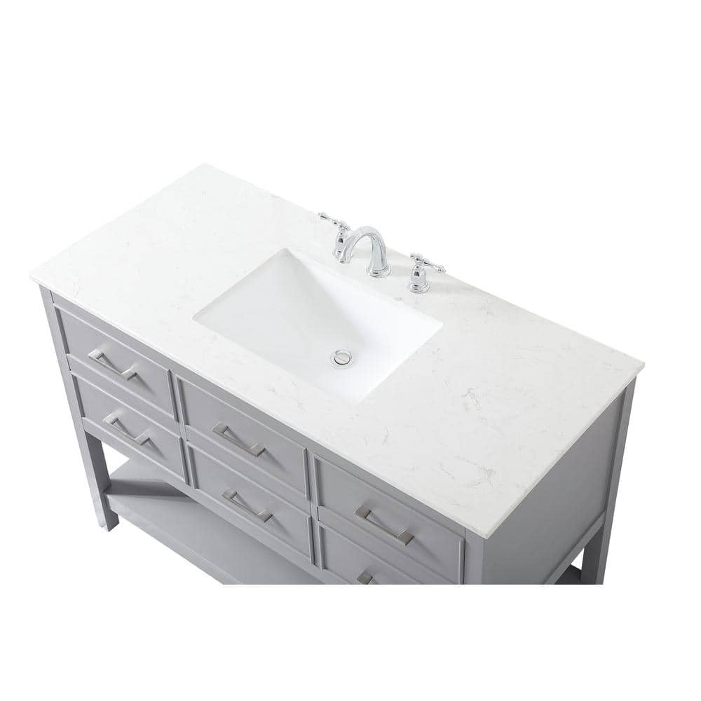 Gray MDF Single Bathroom Vanity with Calacatta White Marble Top