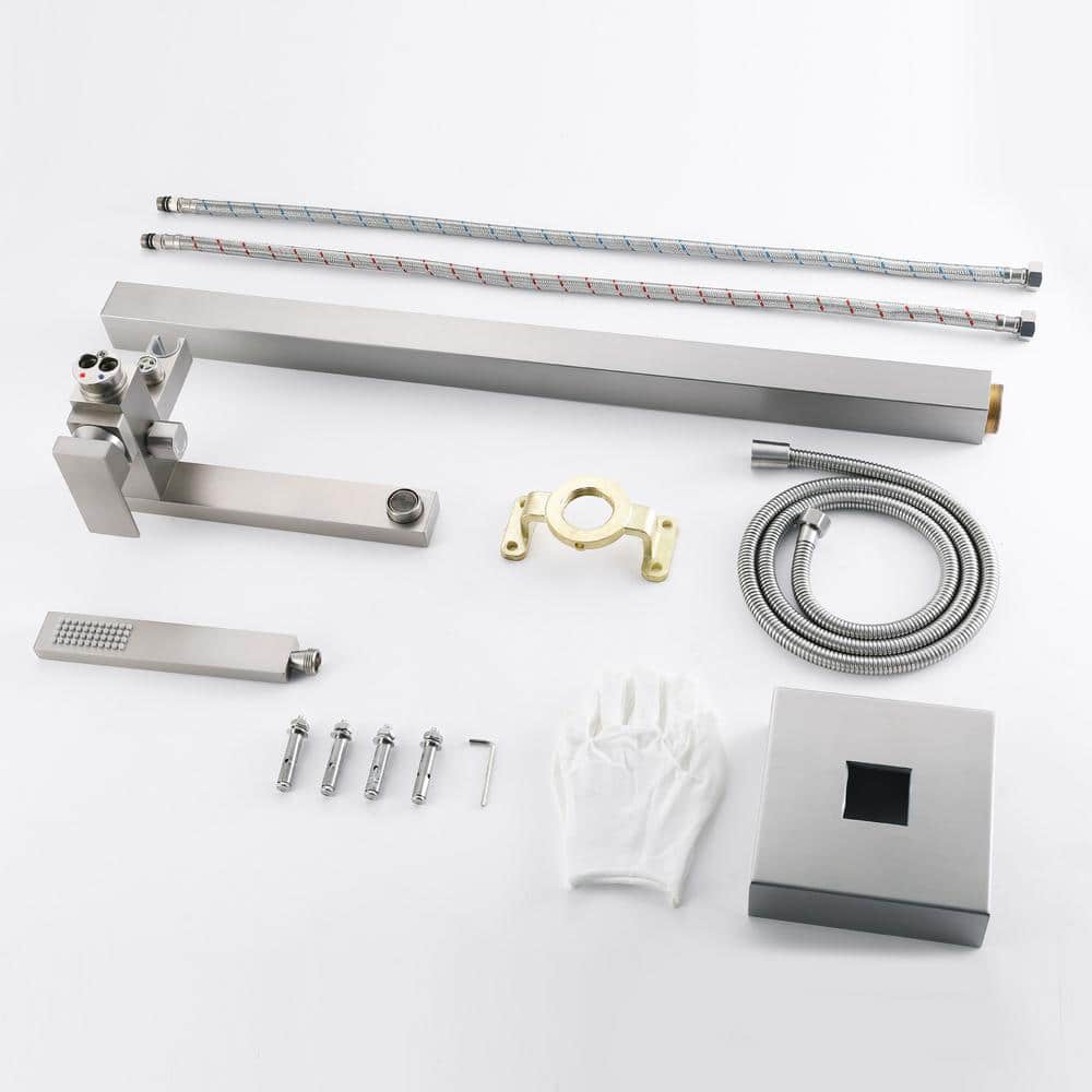 Brushed Nickel Freestanding Tub Faucet with Hand Shower