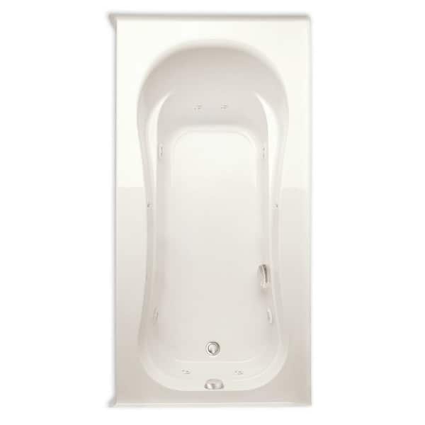Aquatic Vecelli 72 in. Acrylic Right Drain Rectangular Alcove Whirlpool Bathtub with Heater in Biscuit
