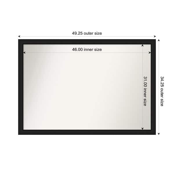 Amanti Art Midnight Black Narrow 49.25 in. W. x 34.25 in. Custom Non-Beveled Wood Framed Bathroom Vanity Wall Mirror
