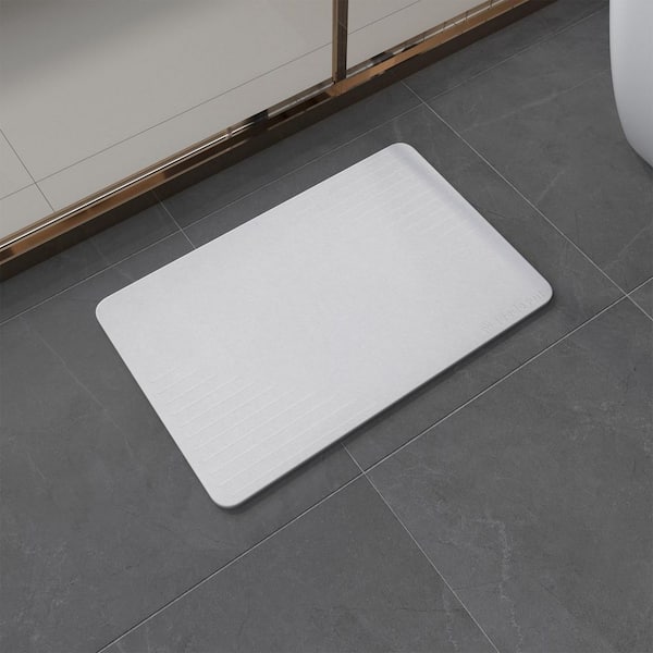 15.35 in. x 23.62 in. Diatomaceous Earth Bath Mat, Super Absorbent Non-Slip Diatomite Stone Bath Mat, Grayish White