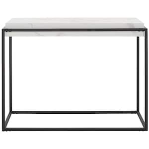 Edgefield 40.9 in. White Marble/Black Rectangle Wood Console Table