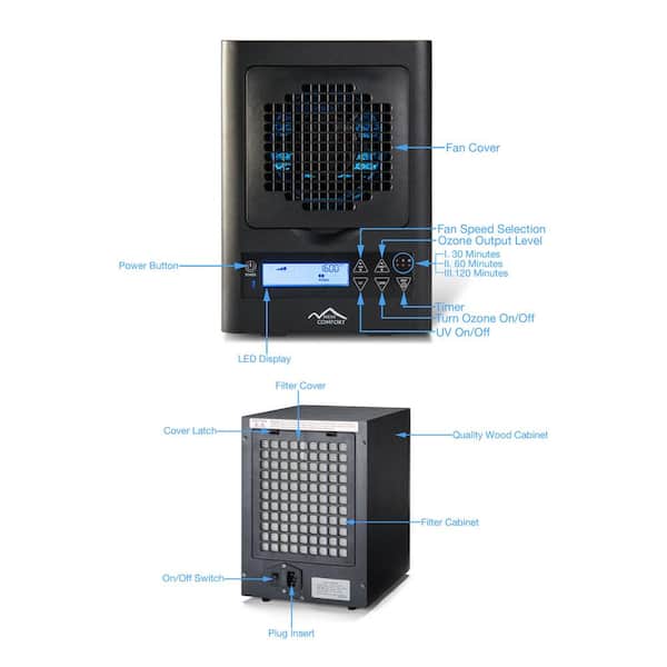 Black BL 3000 6 Stage Ozone Generator Air Purifier with Electronic Display