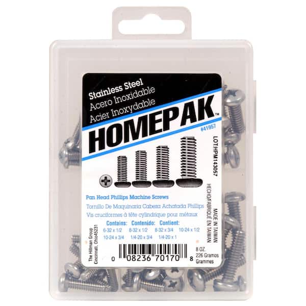 Hillman HOMEPAK 0.5 in. Stainless-Steel Pan Head Phillips Machine Screw Assorted Kit