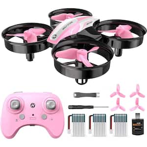 Mini Drone Quadcopter Plane for Kids and Beginners with Auto Hover, 3D Flips, 3-Batteries, Headless Mode, Pink