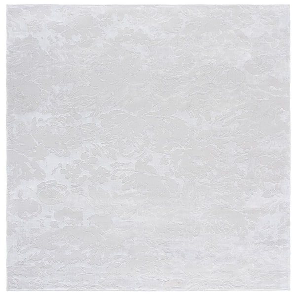 Saylor 6 ft. x 6 ft. Ivory Solid Leaf Square Area Rug