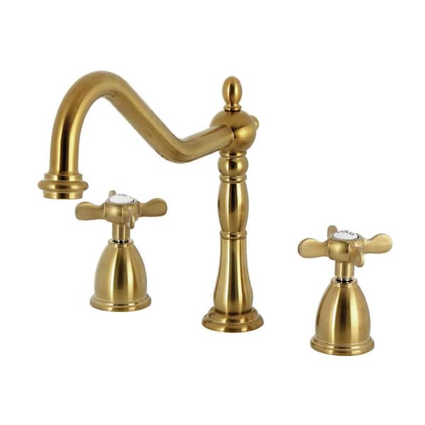 Essex 2-Handle Deck Mount Standard Kitchen Faucet in Brushed Brass