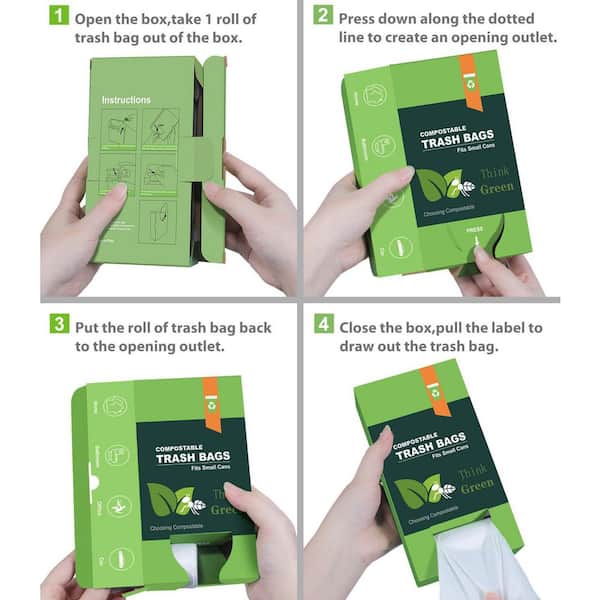 Misopily 1.2 Gal. Compostable Trash Bags, Small Garbage Bags for