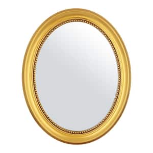 23 in. W x 28 in. H Oval Framed Gold Wall Bathroom Vanity Mirror