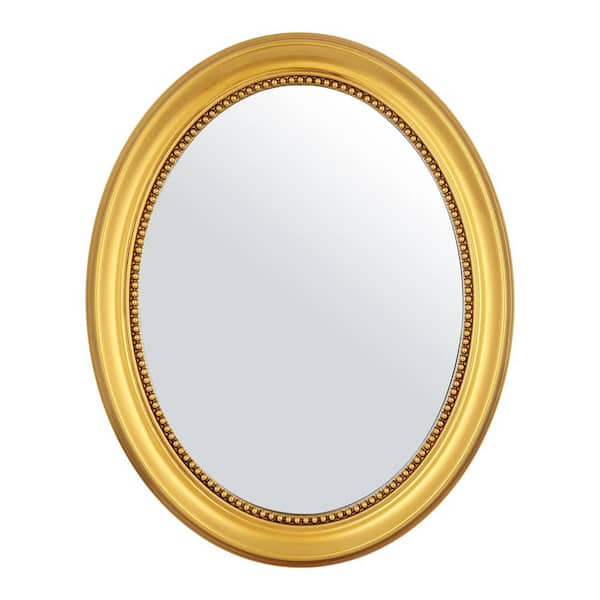 IHOMEadore 23 in. W x 28 in. H Oval Framed Gold Wall Bathroom Vanity Mirror