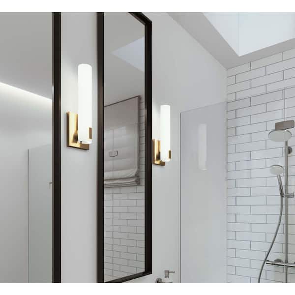 Bowen Transitional 1-Light Light Antique Brass Dimmable Wall Sconce with Acrylic Shade