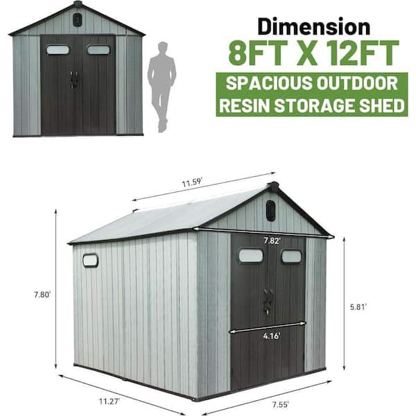 Zeus & Ruta 8 ft. W x 12 ft. D Resin Shed with Lockable Door