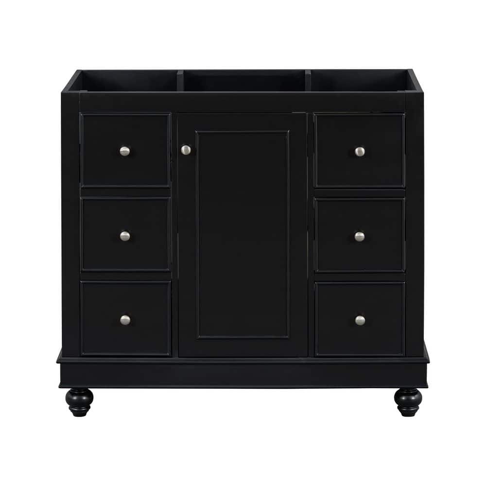 36 in. Freestanding Rectangular Bath Vanity Cabinet without Top in Black wi