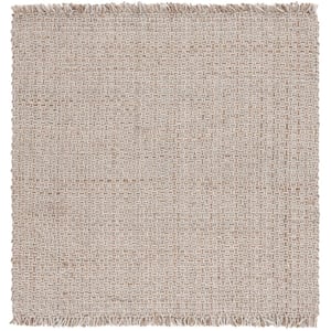 Natural Fiber Beige/Gray 6 ft. x 6 ft. Woven Thread Square Area Rug