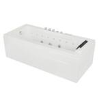 67 in. Acrylic Left Drain Rectangular Alcove Whirlpool Lighted Bathtub in White with Water Jets - Tub Filler