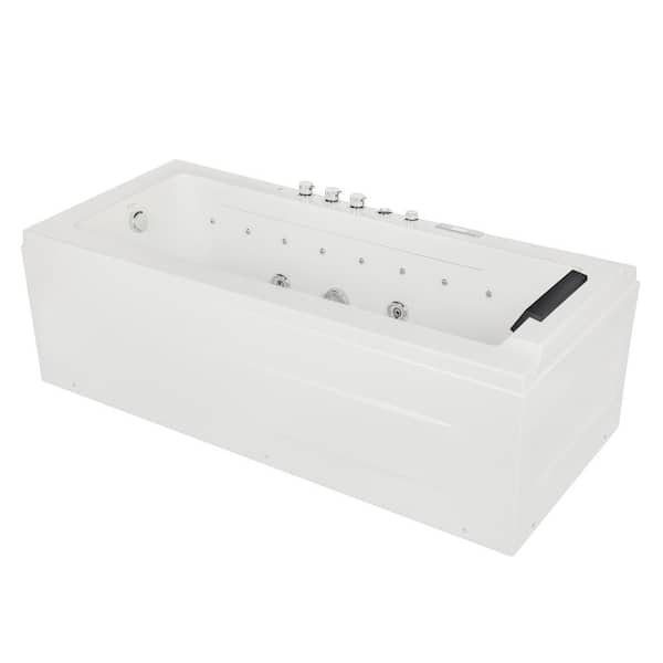 Empava 67 In. Acrylic Left Drain Rectangular Alcove Whirlpool Lighted ...