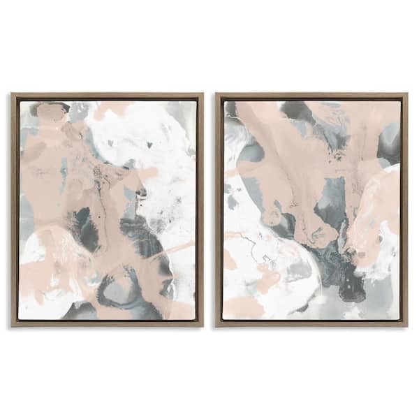 Stupell Industries Beige and Gray Splashes by June Erica Vess 2-Pieces Brown Floater Frame Abstract Graphic Art Print 31 in. x 25 in.
