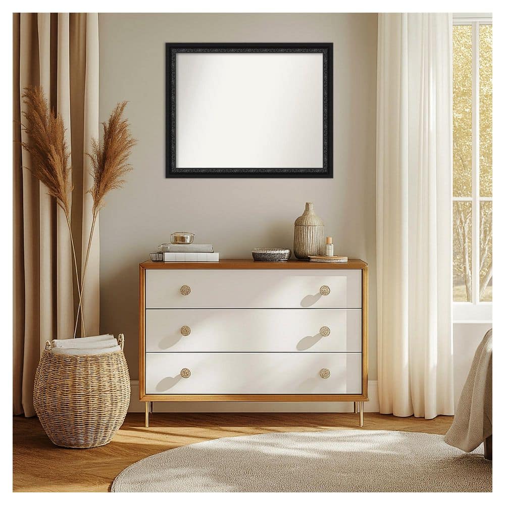 Downton Black 31.5 in. x 25.5 in. Non-Beveled Traditional Rectangle Wood Framed Wall Mirror price history on PriceWatchPro