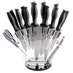 Soho Lounge 16 Piece Stainless Steel Cutlery Knife Set in Black With Acrylic Stand