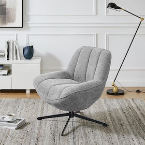 Pallas Light Gray Fabric Swivel Accent Side Chair with Metal Legs