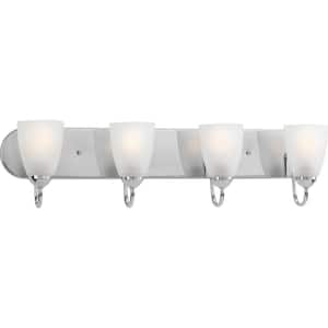 Gather Collection 4-Light Polished Chrome Etched Glass Traditional Bath Vanity Light