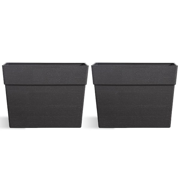 31.5 in. Top Dia x 23.6 in. H Black Plastic Cone Outdoor Planter with Drainage Holes (2-Pack)
