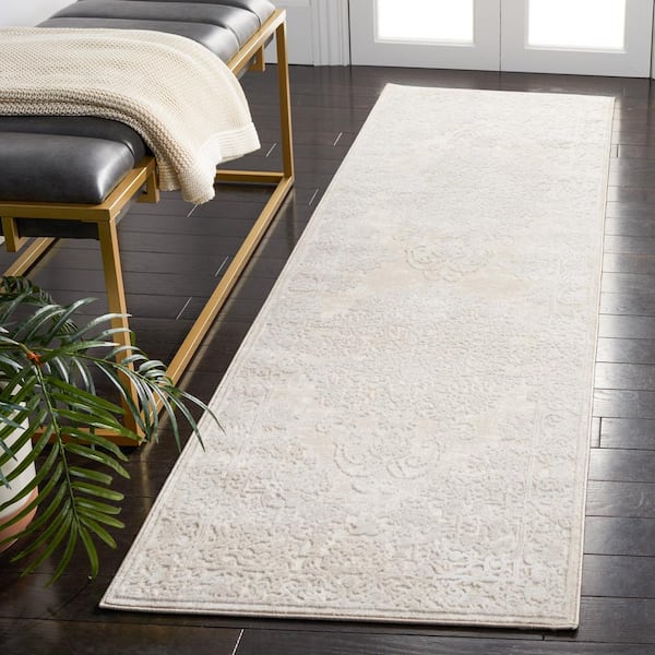 Reflection Cream/Ivory 2 ft. x 6 ft. Floral Border Runner Rug