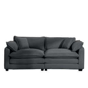 56.7 in. Dark Gray Polyester Blend 2-Seats Loveseats