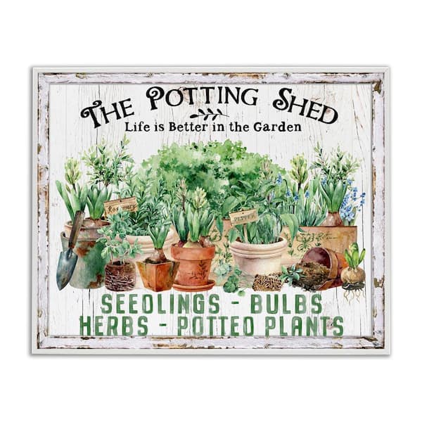 Stupell Industries Farmhouse Potting Shed by Creatif Belle White Framed Nature Giclee Art Print 16 in. x 20 in.