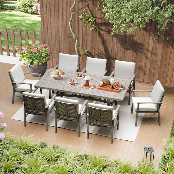 Ellis 9-Piece Aluminum Outdoor Dining Set with Cushion