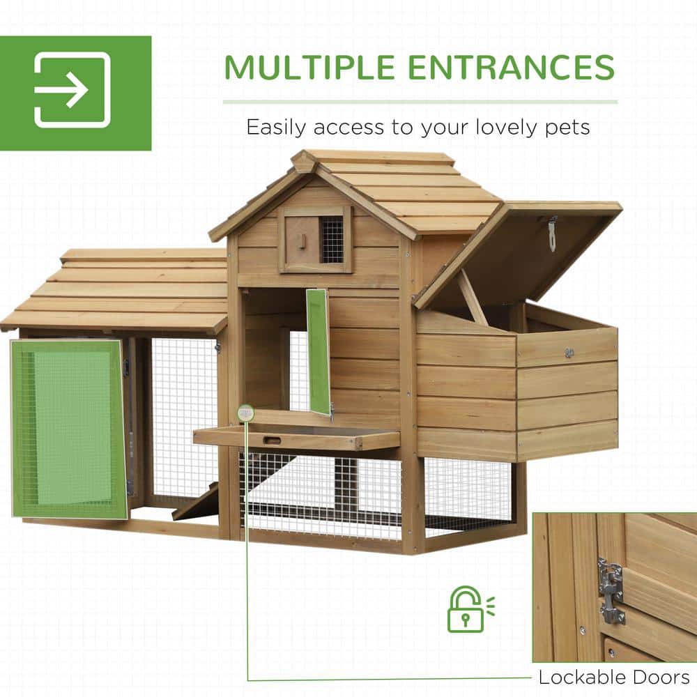 Small Natural Wood Outdoor Chicken Coop with Nesting Box