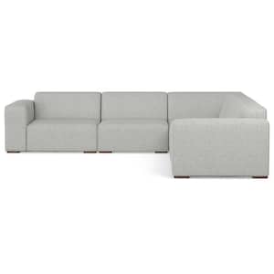 Rex 116 in. Straight Arm Tightly Woven Performance Fabric L-shaped Corner Sectional Modular Sofa in. Pale Grey