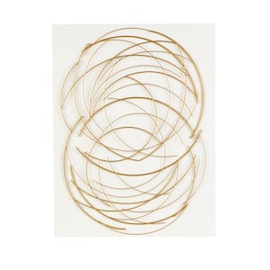 Gold Metal Overlapping Circles Design with White Wood Backing Wall Art