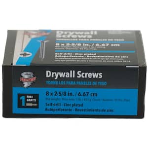 #8 x 2-5/8 in. #2 Phillips Bugle Head Coarse Thread Self-Drilling Drywall Screws 1 lb. Box