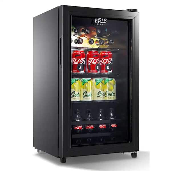 Krib Bling 15.75 in. Single Zone 60-Wine Bottles and 120-Can Beverage Cooler Beverage and Wine Cooler in Black