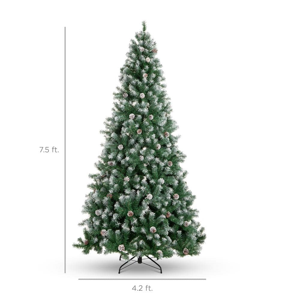 7.5ft Green Partially Flocked Virginia Pine Artificial Christmas Tree