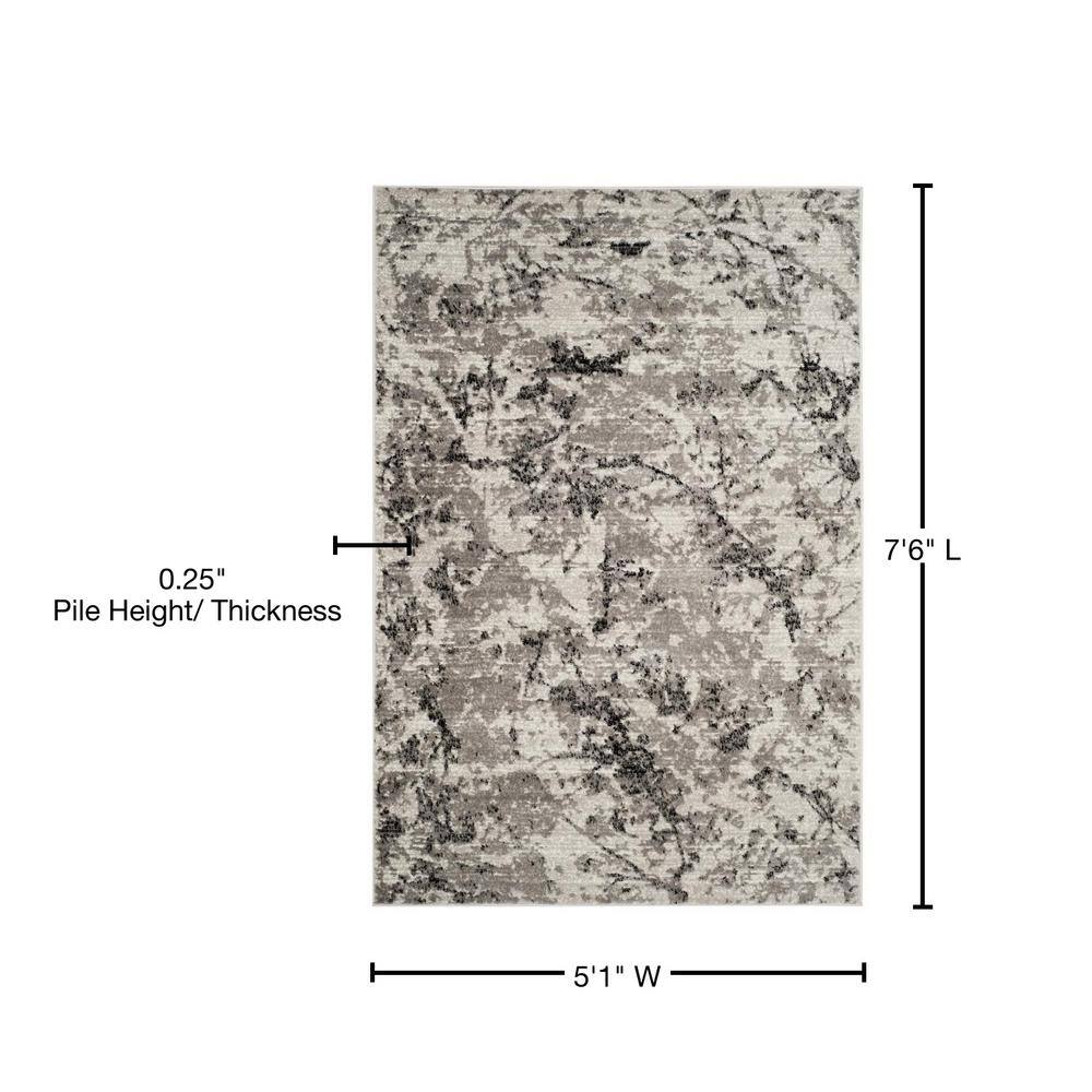 Reversible Gray Abstract Hand-Knotted Synthetic Area Rug 5'1" x 7'6"